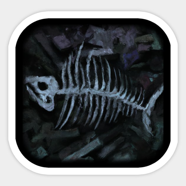 Dark fishbone Sticker by simple.seven